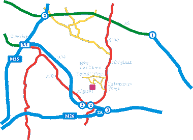 Map showing major motorway routes
